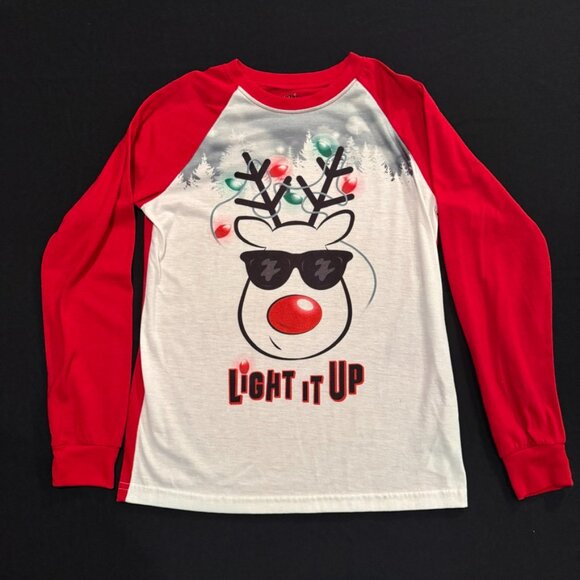 Holiday FamJams Light It Up Reindeer Family Christmas Pjs Kids Large 10/12 - Picture 3 of 10